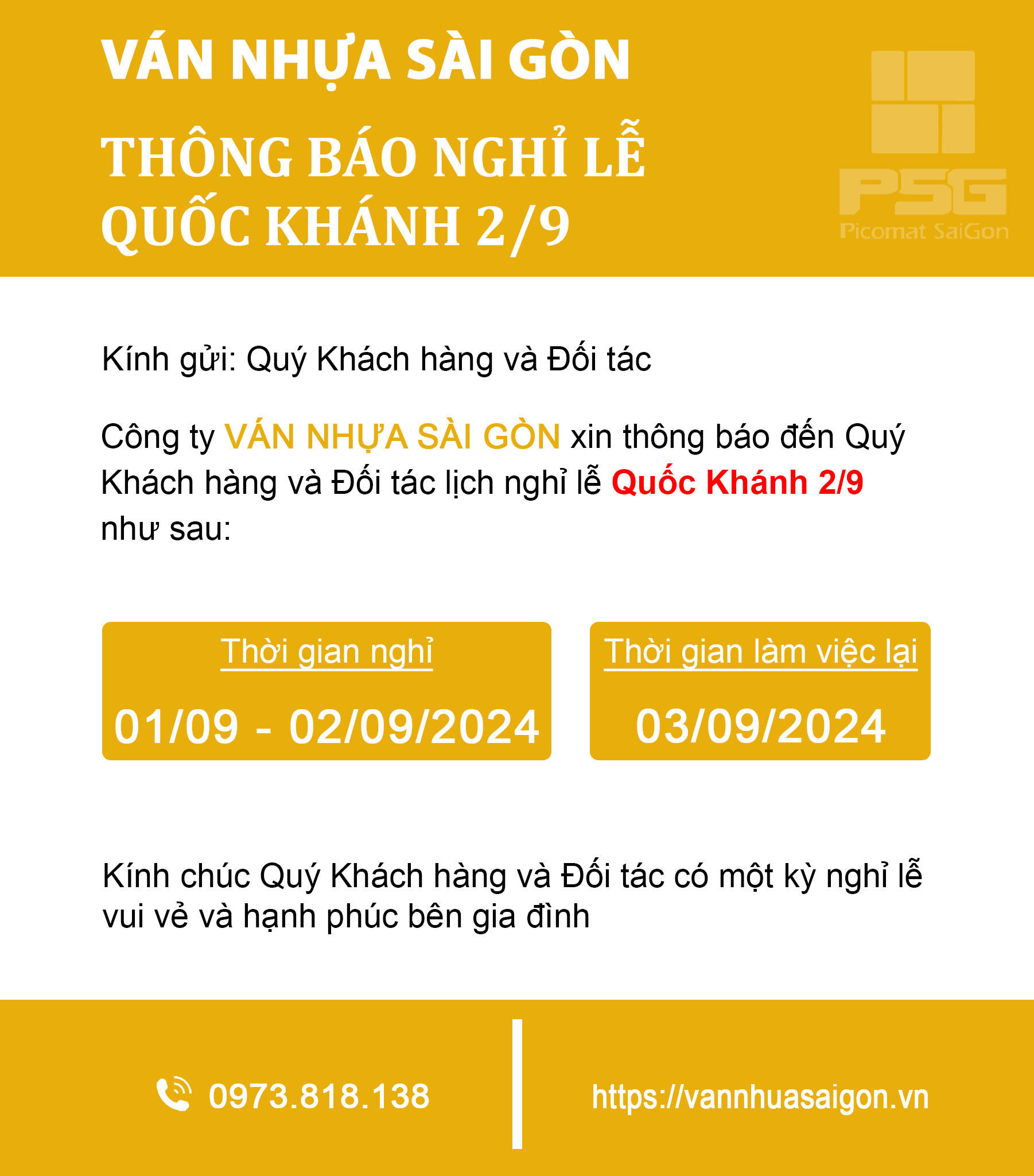 Nghỉ lễ 2/9/2024